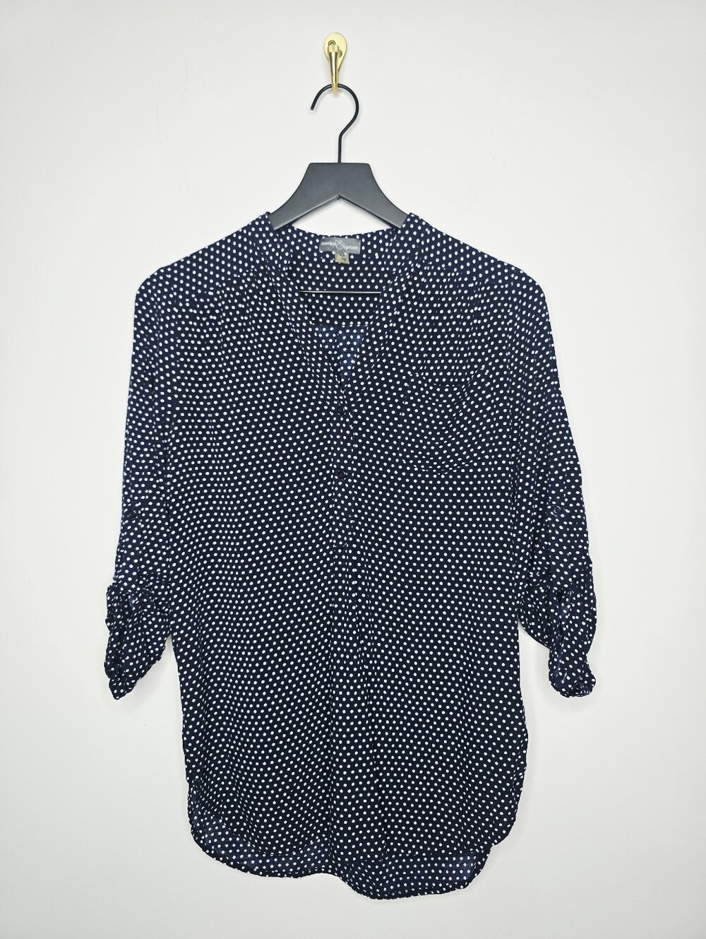 Market & Spruce Polka Dot Popover Tunic Top Size Medium